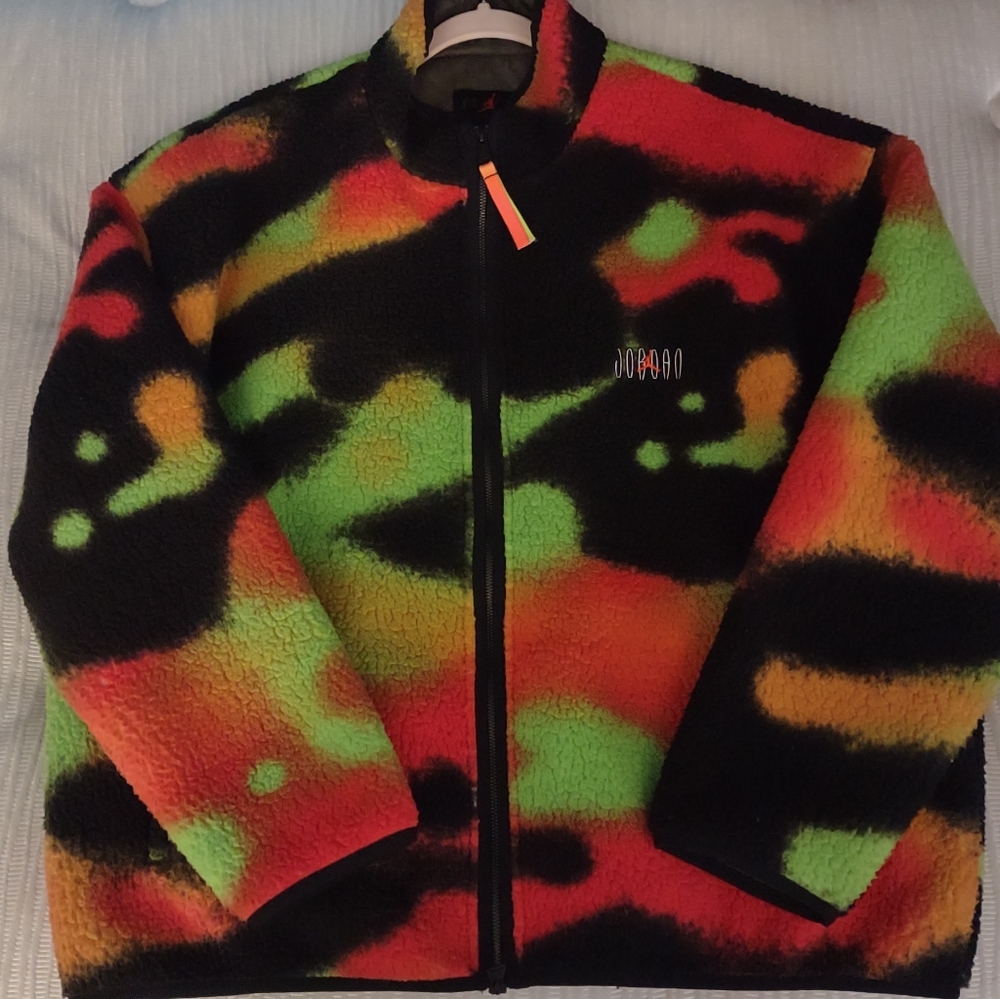 Jordan Tie Dye Sherpa Jacket Sweater Loose Fit XL